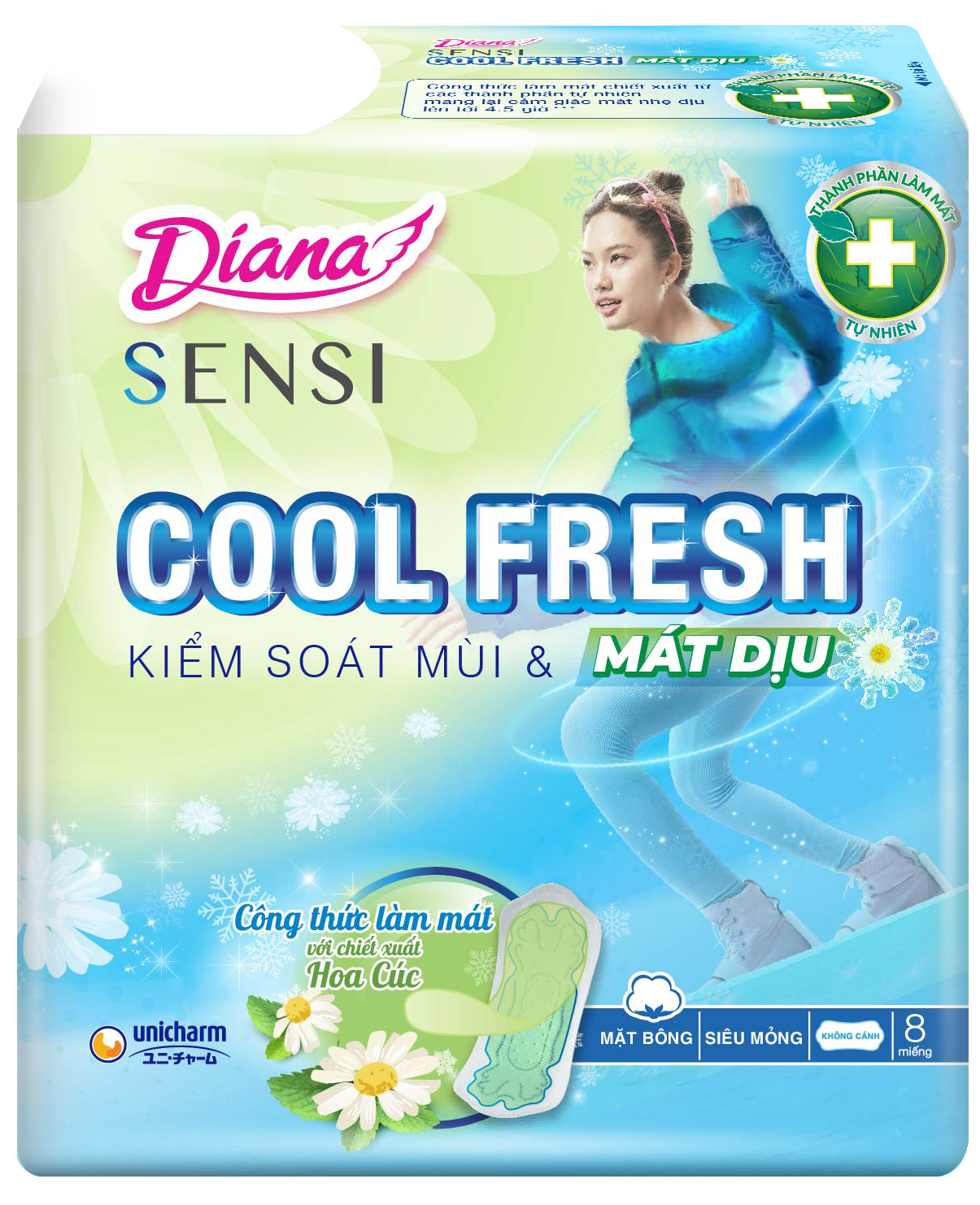Diana SENSI Cool Fresh Mát Dịu siêu mỏng không cánh